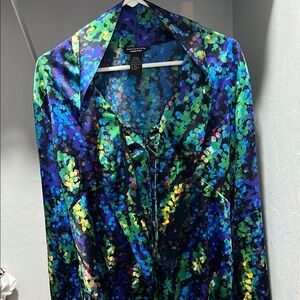Diane Von Furstenberg Vibrant Blue and Green Blouse